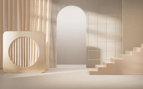 Abstract geometry interior background, 3d rendering.curtain,door Ilustración de archivo