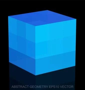 Abstract geometry: low poly Blue Cube. EPS 10, vector Stock Illustration