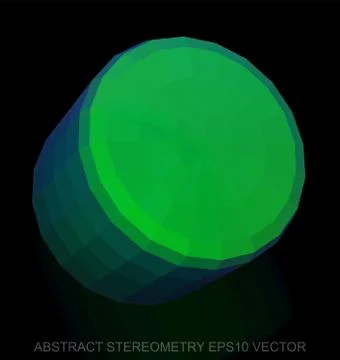 Abstract geometry: low poly Green Cylinder. EPS 10, vector Stock Illustration
