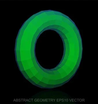 Abstract geometry: low poly Green Torus. EPS 10, vector Ilustração Stock