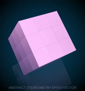 Abstract geometry: low poly Pink Cube. EPS 10, vector Stock Illustration