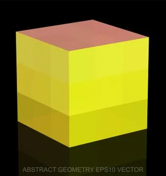 Abstract geometry: low poly Yellow Cube. EPS 10, vector 스톡 일러스트