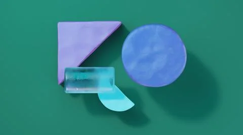 Abstract geometry minimal  colorful composition on green background Stock Illustration