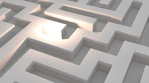 Abstract geometry, modern minimalist background, white maze, labyrinth concep Stock Illustration