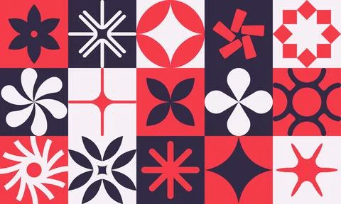 Abstract geometry mosaic artwork design with simple shapes and basic figure.. Stock Illustration