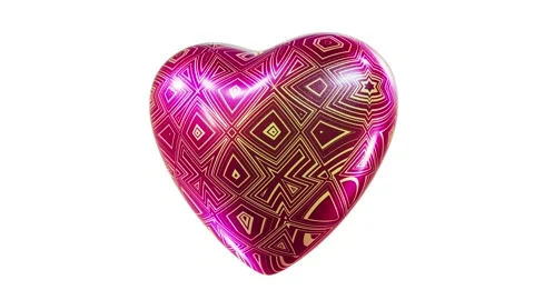 Abstract geometry pattern cherry red heart looping 3D animation with alpha Video stock 166050967