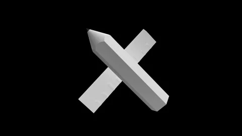 Abstract Geometry: Pencil and Ruler Cross Sculpture Illustration Video stock 341921395