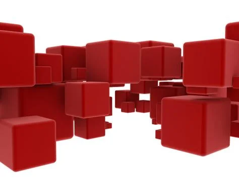 Abstract geometry red cubes Stock Illustration