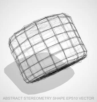 Abstract geometry shape: Ink sketched Cylinder. Hand drawn 3D polygonal Cylinder 스톡 일러스트