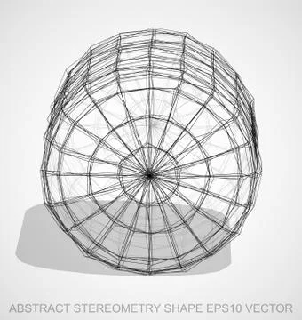 Abstract geometry shape: Ink sketched Cylinder. Hand drawn 3D polygonal Cylinder 스톡 일러스트