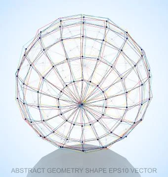 Abstract geometry shape: Multicolor sketched Sphere. Hand drawn 3D polygonal Stock Illustration