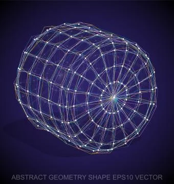 Abstract geometry shape: Multicolor sketched Cylinder. Hand drawn 3D polygonal Stock Illustration