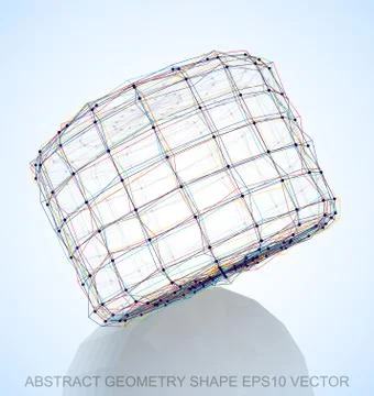 Abstract geometry shape: Multicolor sketched Cylinder. Hand drawn 3D polygonal Stock Illustration