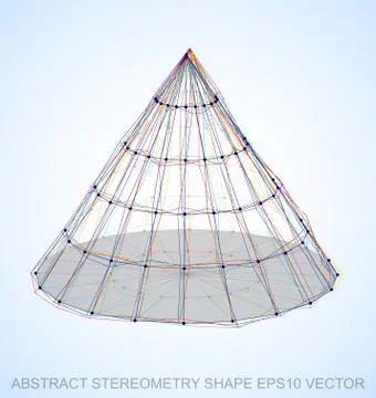 Abstract geometry shape: Multicolor sketched Cone. Hand drawn 3D polygonal Cone イラスト素材