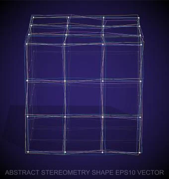 Abstract geometry shape: Multicolor sketched Cube. Hand drawn 3D polygonal Cube 스톡 일러스트