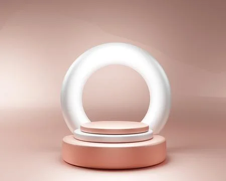 Abstract geometry shape pink color podium on pink color background for product Stock Illustration