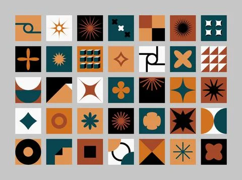 Abstract geometry shape set. Basic primitive bauhaus blocks, geometric form Stock Illustration