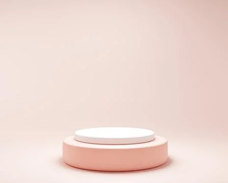 Abstract geometry shape white color and pink color podium on pink color backg Stock Illustration