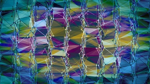 Abstract Geometry with Wireframe Triangles and Squares Stock Footage 101838407