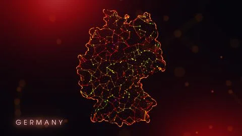 Abstract Germany Map Digital Network Background With Red And Orange Plexus Do Stock Illustration