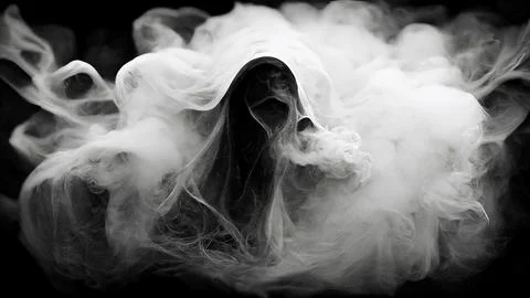 Abstract ghost devil in smoke black and white, halloween and creepy concept,  Illustrazione stock