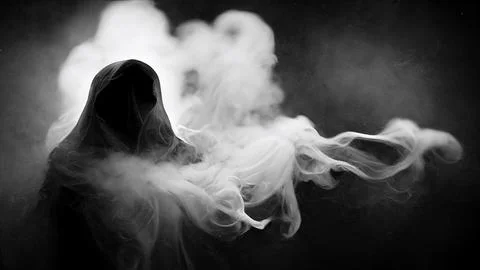 Abstract ghost devil in smoke black and white, halloween and creepy concept,  Stock Illustration