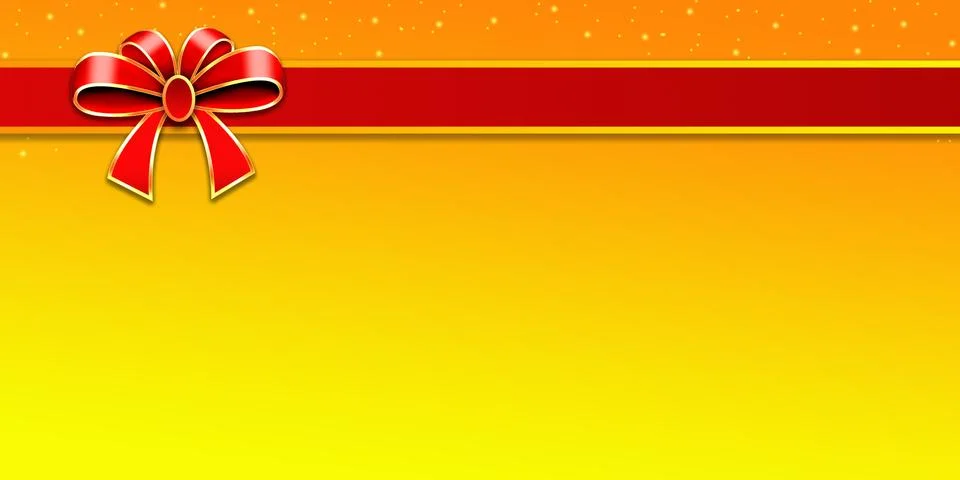 Abstract gift background with red bow and Orange background for text or image. Stock Illustration
