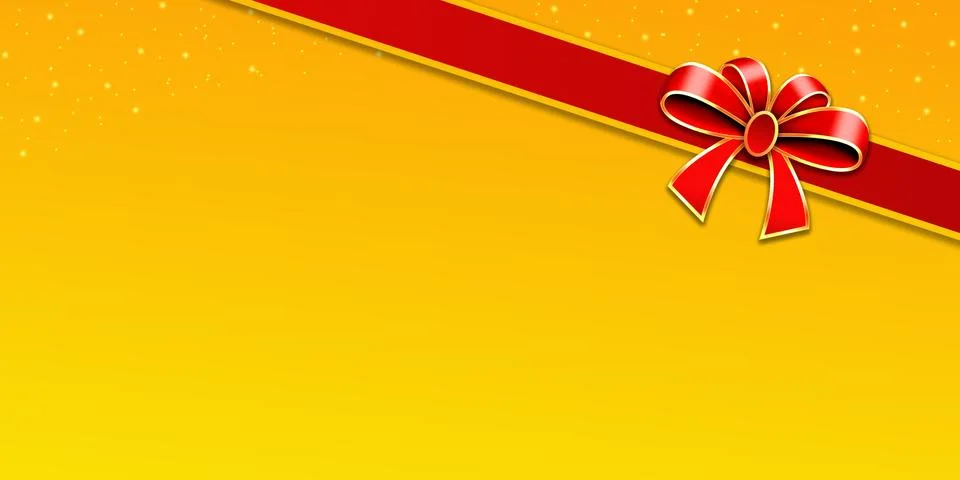 Abstract gift background with red bow and Orange background for text or image. Stock Illustration