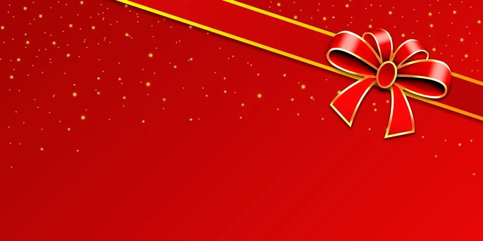Abstract gift background with red bow and red background for text or image. Stock Illustration