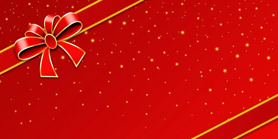 Abstract gift background with red bow and red background for text or image. Stock Illustration