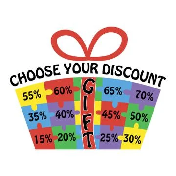 Abstract gift consisting of puzzles on which discounts. Stock Illustration