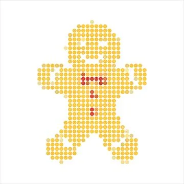 Abstract Gingerbread Man Element Made of Colorful Dots for Christmas Design. Stock Illustration
