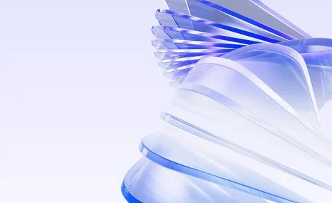 Abstract glass 3d background with layered effect, pastel light purple blue Stock Illustration