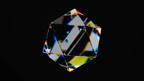 Abstract glass 3d shape rotate on a black background. Seamless looping vide.. Stock Footage 314131032