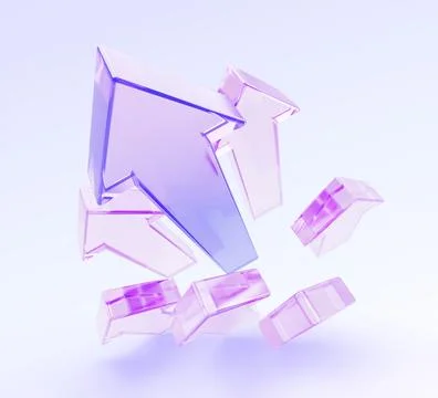Abstract glass arrows 3D background with holographic gradient. High speed effect Stock Illustration
