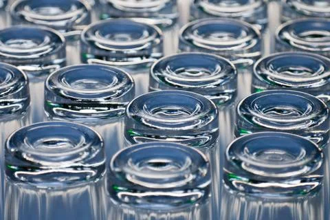 Abstract glass composition. An empty glasses standing on the upper ends 스톡 사진