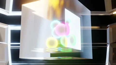 Abstract glass cube with colored balls Stock Footage 170058759