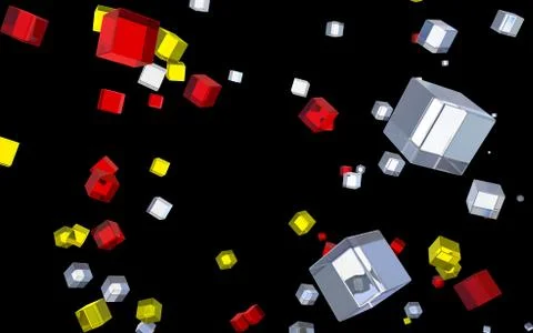 Abstract glass cubes in flight Stock Illustration