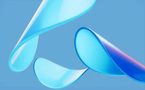 Abstract glass curves with blue background, 3d rendering. Stock Illustration