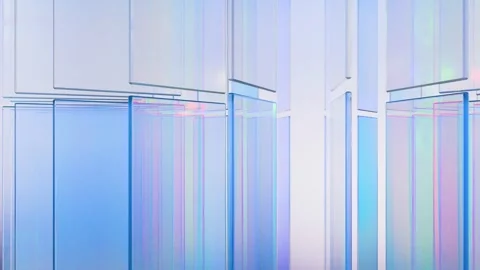 Abstract Glass Dispersion and Light Refraction, Moving Transparent Panels Video stock 343157152