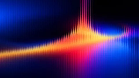 Abstract Glass Effect Blue Orange Pink Light Wave Grainy Texture Stock Illustration