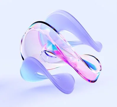 Abstract glass infinity loop shapes 3d background. Transparent glossy and Stock Illustration