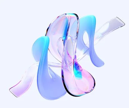 Abstract glass infinity loop shapes with transparent gradient ribbon 3d render Stock Illustration