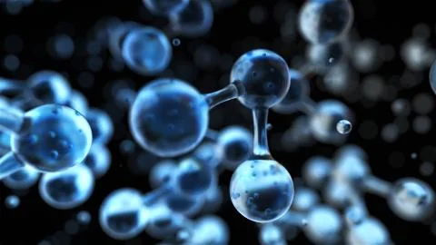 Abstract glass molecule sctructure, macro shot 3d render with depth of field Illustrazione stock