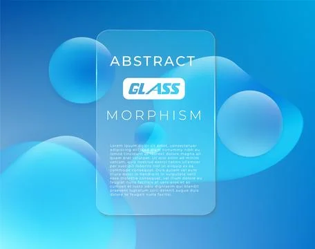 Abstract Glass Morphism Template with Blue Background, Stock Illustration