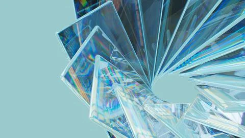 Abstract glass reflections backdrop. 3D modern material design concept Stock Illustration