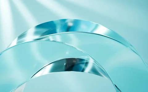 Abstract glass ring background, abstract curves, 3d rendering. Illustrazione stock