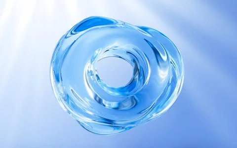 Abstract glass ring background, abstract curves, 3d rendering. Stock Illustration