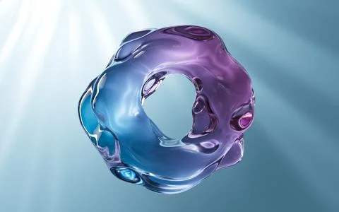 Abstract glass ring background, abstract curves, 3d rendering. Illustrazione stock