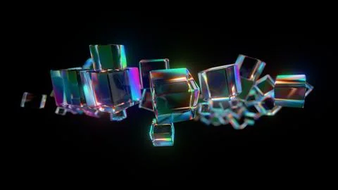 Abstract glass shape with rainbow reflections and refractions Stock Illustration